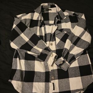 Silver Jeans Black and White Plaid Women's Shirt
